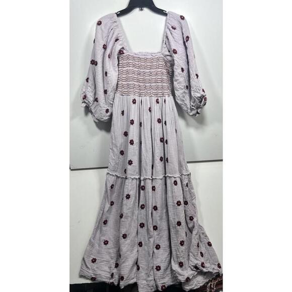Free People Dahlia Embroidered Dress Frosted Lavender Combo Sz Small Rare - Picture 8 of 9